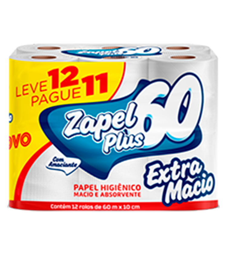imagem de Papel Higienico Zapel Plus Lv12Pg11 60M