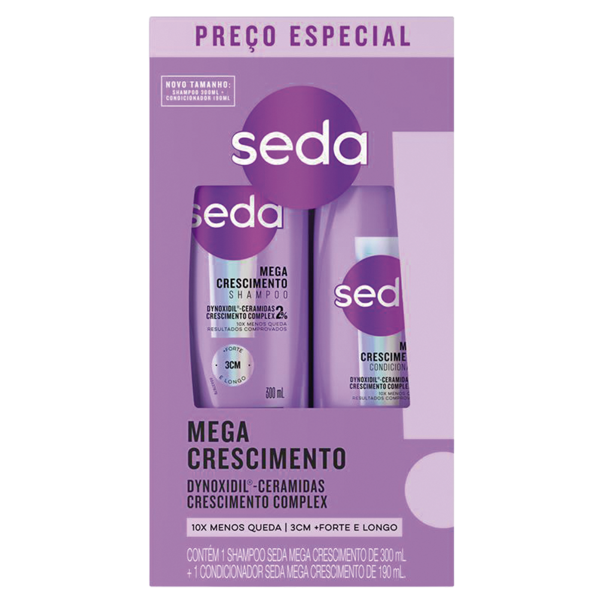 imagem de Kit Seda Shampoo+Condicionador 300Ml/190Ml Mega Crescimento