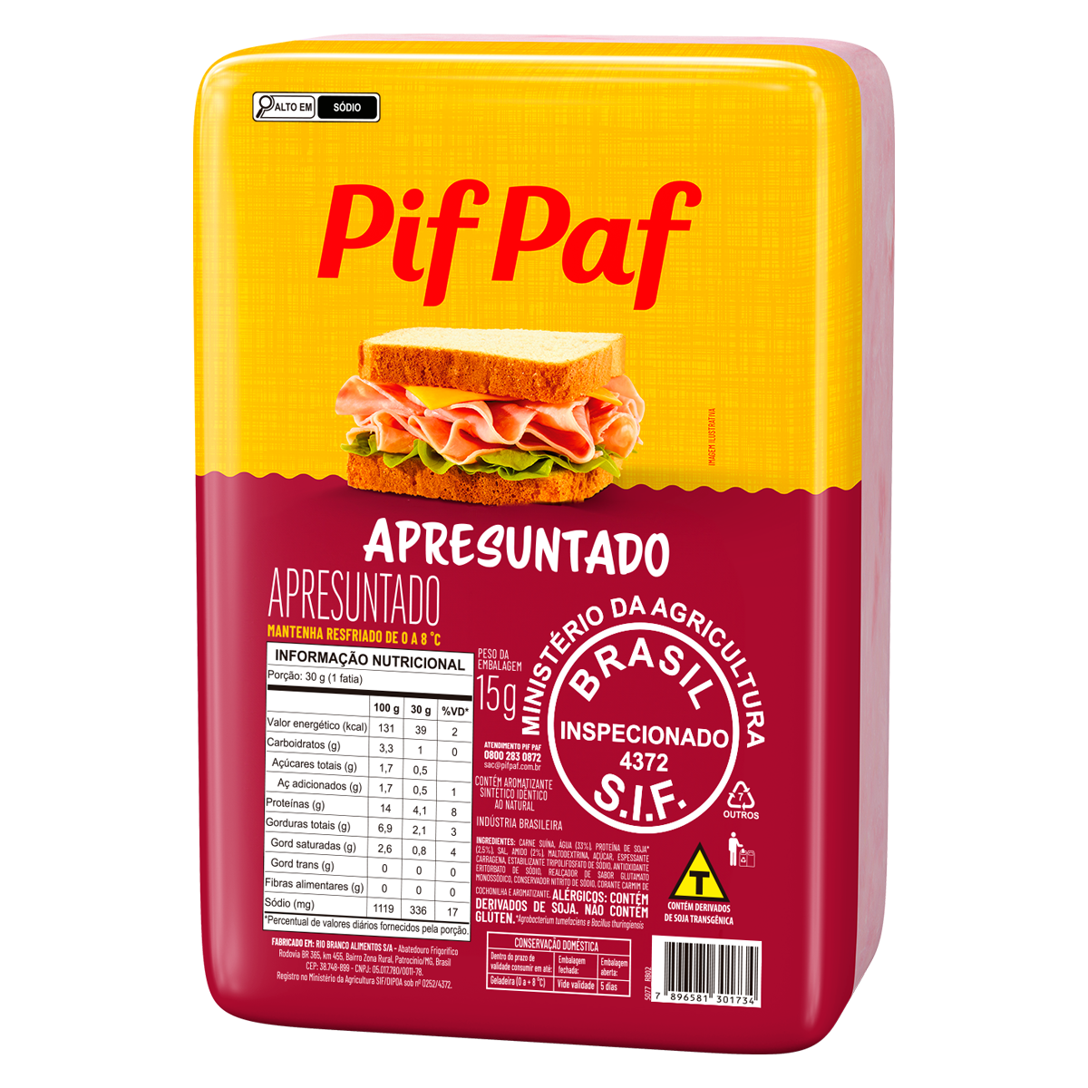 imagem de Apresuntado Pif Paf Retang Kg