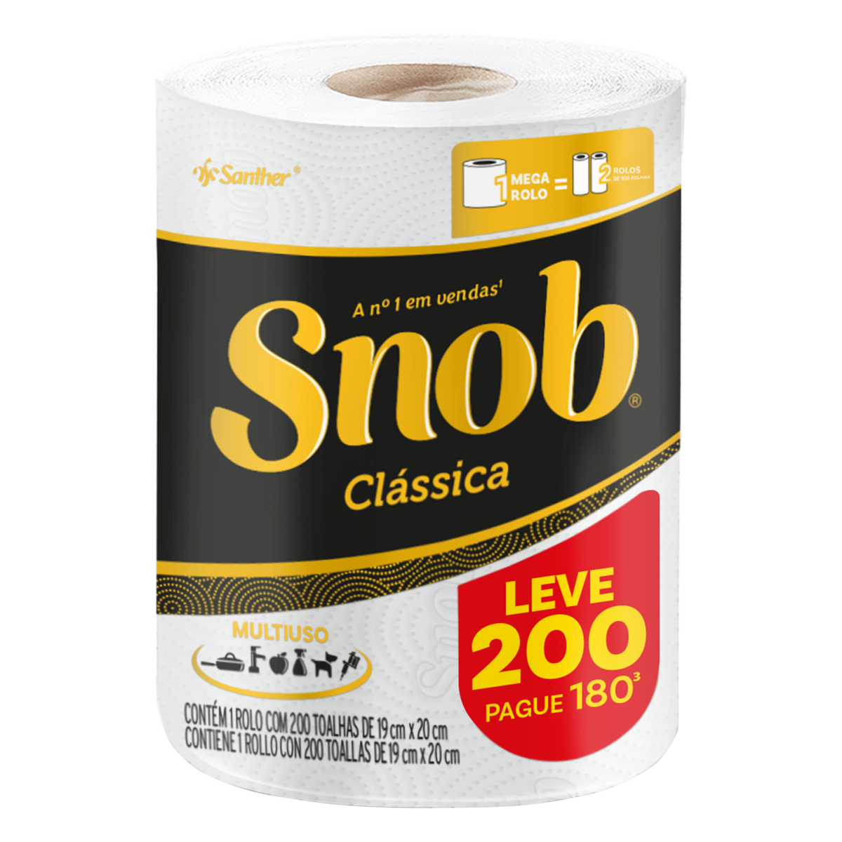 imagem de Toalha De Papel Snob Com 1 Folha Dupla Leve 200 Pague 180