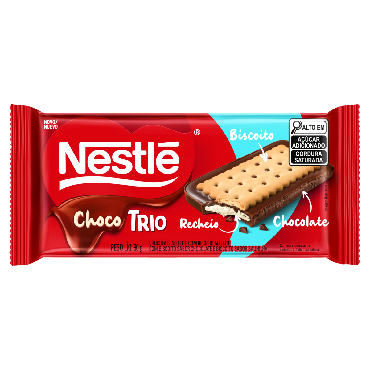 imagem de Chocolate Nestle Chocotrio ao Leite 90G