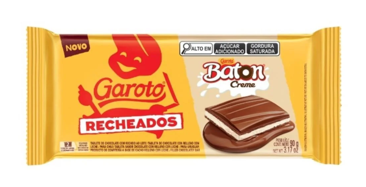 imagem de Chocolate Garoto Tablete Recheado Baton 90G