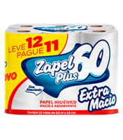imagem de Papel Higienico Zapel Plus Lv12Pg11 60M